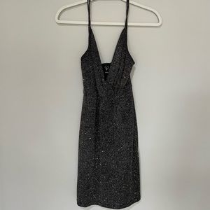 grey sparkle body con dress